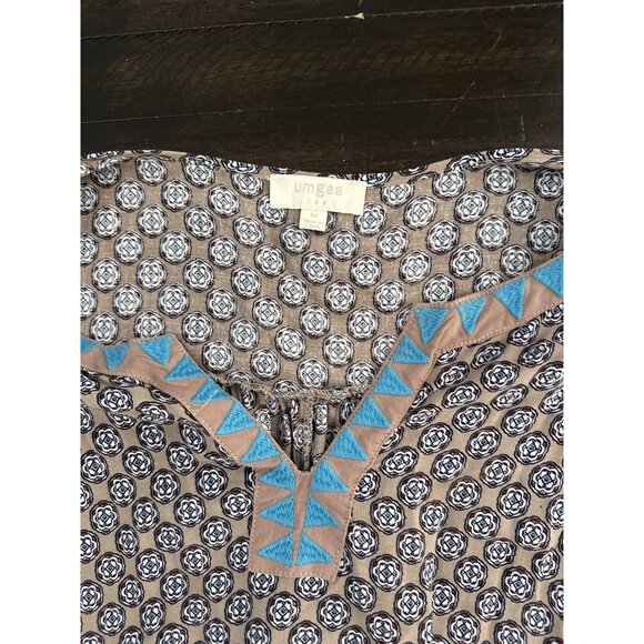 Umgee Peasant Tunic / Mini Dress Split V Neck 3/4 Sleeve Medium - Picture 2 of 3